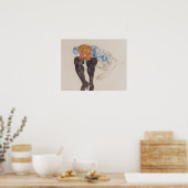 Schiele - Blonde ist mit schwarzen Strümpfen überg Poster (Küche)