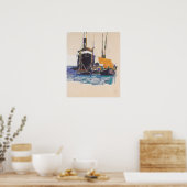Schiele - Dampfschiffe und Segelboote, Triest Har. Poster (Küche)