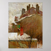 Schiele - Ferienhäuser im Winter (Aussicht aus dem Poster (Vorne)
