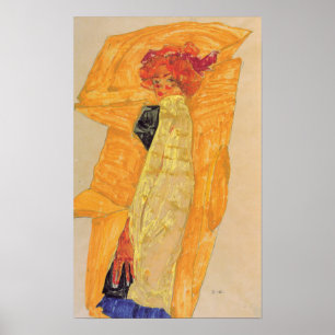 Schiele - Gerti Vor Ockerfarbener Draperie 1910 Poster