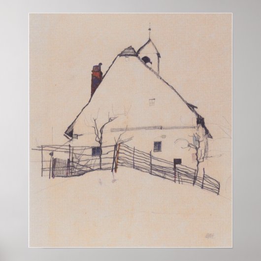 Schiele - Haus mit Glockenturm 1912 Poster (Vorne)