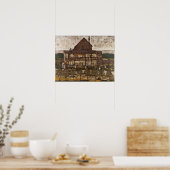 Schiele - Haus mit Steindach (altes Haus) Poster (Küche)