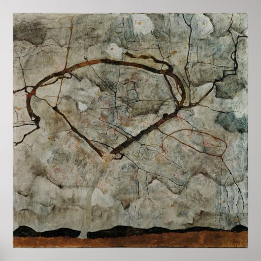 Schiele - Herbstbaum in Stirred Air (Winterbaum) Poster (Vorne)