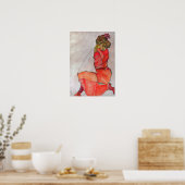 Schiele - Knetfrau in orange-rotem Kleid Poster (Küche)
