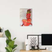 Schiele - Knetfrau in orange-rotem Kleid Poster (Heimbüro)