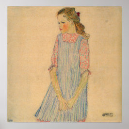 Schiele - Mädchen mit rotem Mesh 1909 Poster