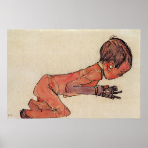 Schiele - Neugeborenes mit angezogenen Beinen 1910 Poster