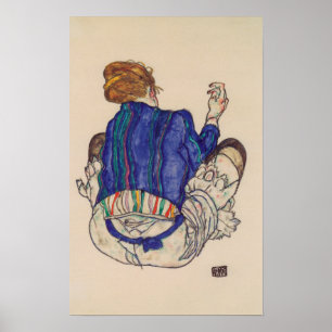 Schiele - Rückansicht einer sitzenden Frau 1917 Poster