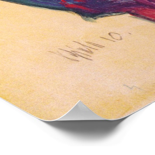 Schiele - Selbstportrait mit reduzierter Augenlidf Poster (Ecke)