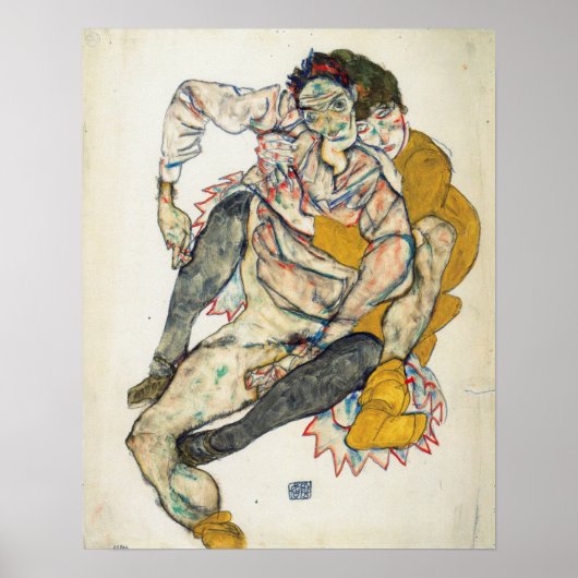 Schiele - Sitzgelegenes Paar 1915 Poster (Vorne)
