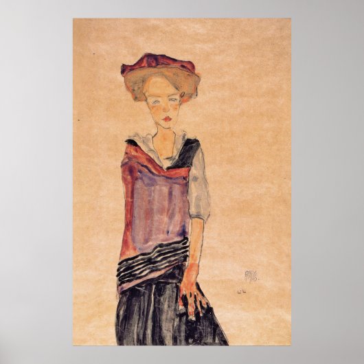 Schiele - Stehendes Mädchen 1910 Poster (Vorne)