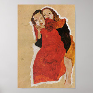 Schiele - zwei Mädchen Poster