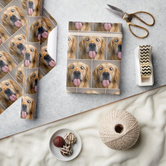 Schielender Golden Retriever mit Candycorn Geschenkpapier (Kunsthandwerk)