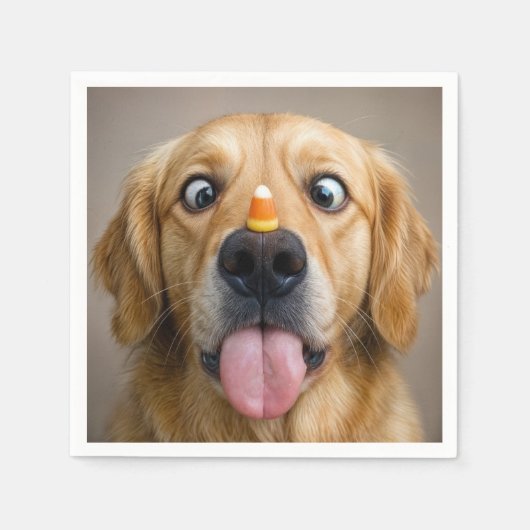 Schielender Golden Retriever mit Candycorn Serviette (Vorderseite)