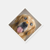 Schielender Golden Retriever mit Candycorn Serviette (Ecke)