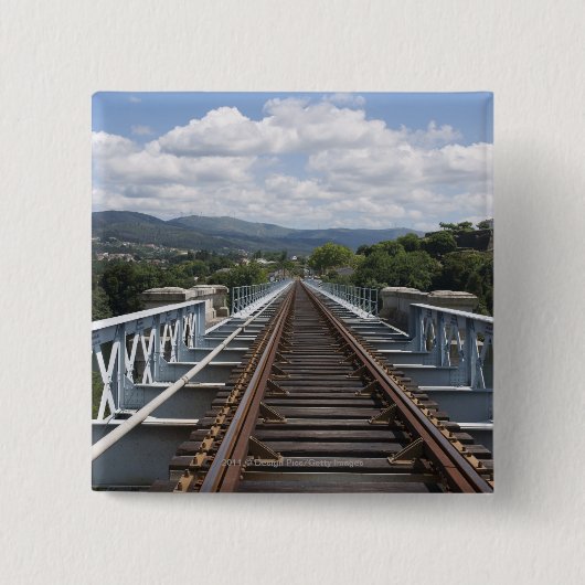 Schienenstränge auf Eiffel-Brücke Button (Vorderseite)