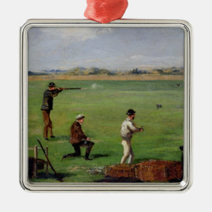Schießen (Öl auf Papier) Silbernes Ornament