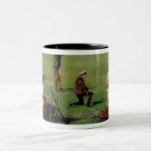 Schießen (Öl auf Papier) Zweifarbige Tasse (Mittel)