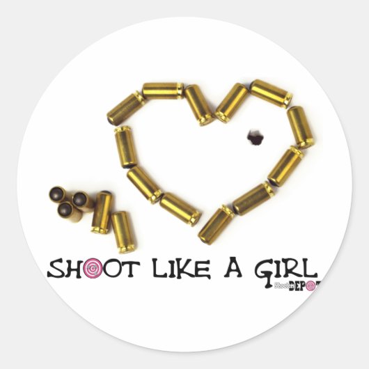 Schießen wie ein Mädchen Runder Aufkleber (Vorderseite)