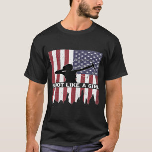 Schießen wie eine Girl Flag Jagd Bogenschießen T-Shirt