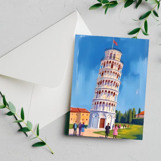 Schießturm von Pisa Italien Malerei Postkarte