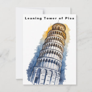 Schießturm von Pisa Italien Reisen Wasserfarbe Postkarte