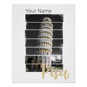Schießturm von Pisa Italien Vintag Retro Souvenir Poster