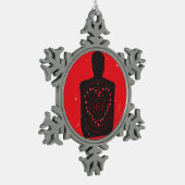Schießübungen-Herz Schneeflocken Zinn-Ornament (Links)