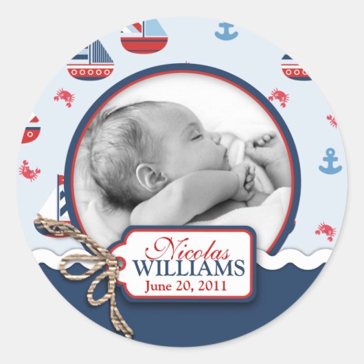 Schiff Ahoy! Foto-Aufkleber Runder Aufkleber (Vorderseite)