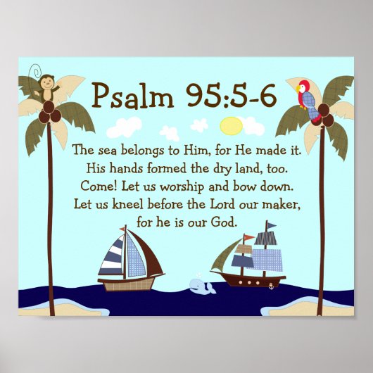 Schiff Ahoy Nautical Bible Verse Wall Print Poster (Vorne)