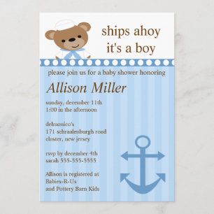 Schiff Ahoy Nautical Boy Baby Dusche Einladung