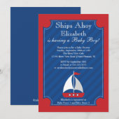 Schiff Ahoy Nautical Sailboat Boy Baby Dusche Einladung (Vorne/Hinten)