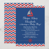 Schiff Ahoy Nautical Sailboat Boy Baby Dusche Einladung (Vorne/Hinten)