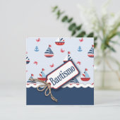 Schiff Ahoy! Taufplatz_Spanisch Einladung (Stehend Vorderseite)