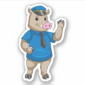 Schiff als Polizeibeamter mit Polizeihut Aufkleber (Vorderseite)