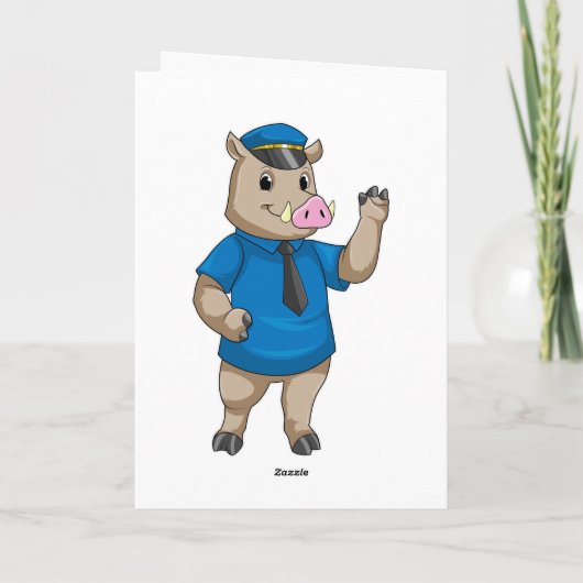 Schiff als Polizeibeamter mit Polizeihut Karte (Rückseite)