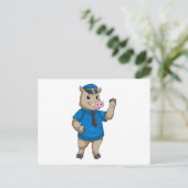 Schiff als Polizeibeamter mit Polizeihut Postkarte (Stehend Vorderseite)