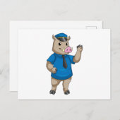 Schiff als Polizeibeamter mit Polizeihut Postkarte (Vorne/Hinten)