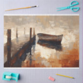 Schiff an der Pier Earth Tone Malerei Decoupage Seidenpapier (Basteln)