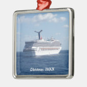 Schiff an Seedatiertem Foto Silbernes Ornament (Links)