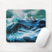 Schiff auf dem Meer im Sturm Mousepad (Mit Mouse)