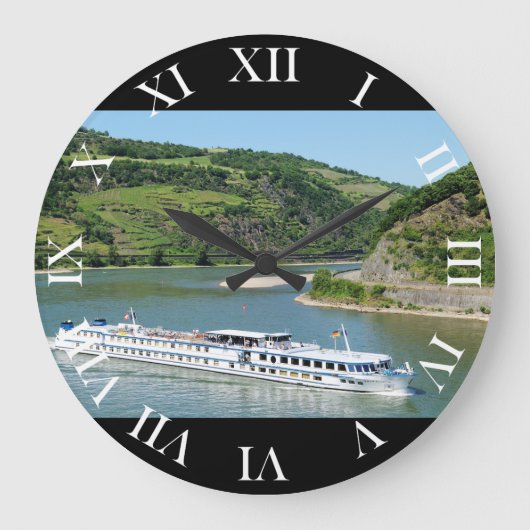Schiff auf dem Rhein bei Oberwesel Große Wanduhr (Vorderseite)