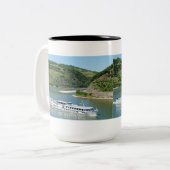 Schiff auf dem Rhein bei Oberwesel Zweifarbige Tasse (Vorderseite Links)