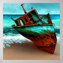 Schiff auf einem Sandstrand