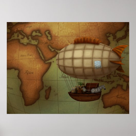 Schiff auf Expedition über die Osthalbkugel Karte Poster (Vorne)