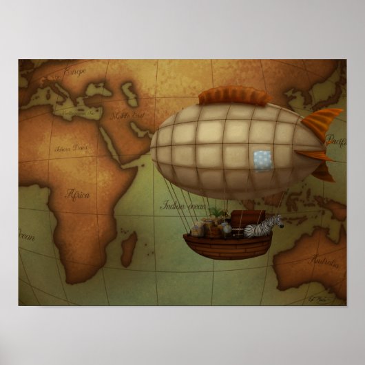 Schiff auf Expedition über die Osthalbkugel Karte Poster (Vorne)