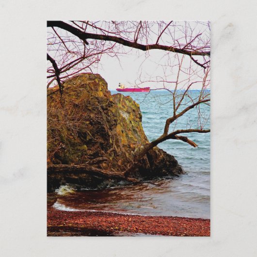 Schiff auf Lake Superior Postkarte (Vorderseite)