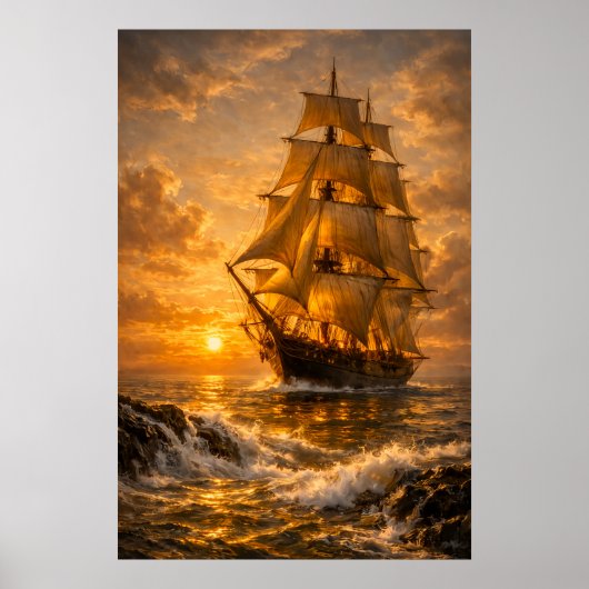 Schiff auf Meer Wandkunst Poster (Vorne)