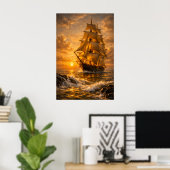 Schiff auf Meer Wandkunst Poster (Heimbüro)