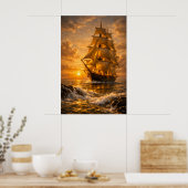Schiff auf Meer Wandkunst Poster (Küche)